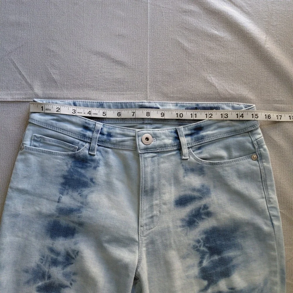 J. Jill Denim High Rise Cropped Tie Dye‎ Capri Jeans 8P Mid Rise Rolled Cuff